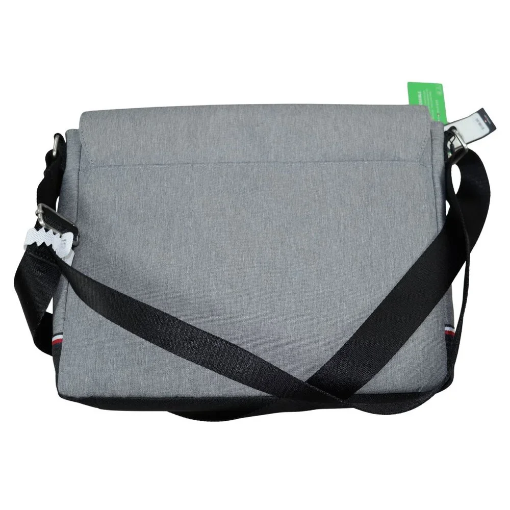 Tommy Hilfiger Melange Multi-Pocket Men's Messenger Laptop Bag NWT Gray